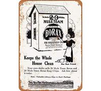 Biopracess 1916 20 Mule Team Borax - Letrero de metal de aluminio de 20 x 12 pulgadas