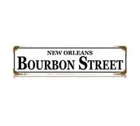 Biopracess Bourbon Street Signs - Letrero de metal vintage de 4 x 16 pulgadas
