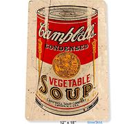 Biopracess Campbell's - Letrero de metal para lata de sopa, jardín, cocina, granja, tienda, tienda, 20,3 x 30,5 cm