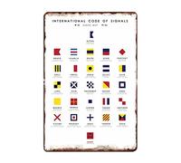 Biopracess Cartel de metal con diseño de banderas náuticas, código de señales internacionales, para decoración de pared, 20,3 x 30,5 cm