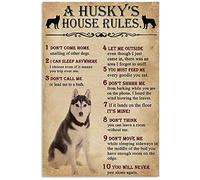 Biopracess Cartel de metal con reglas de casa Husky de 20,3 x 30,5 cm