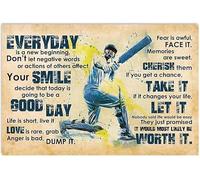 Biopracess Cartel de metal con texto en inglés "Cricket S Everyday Is A New Begining" para amantes de los deportes, cartel de metal retro vintage para decoración de pared, 20,3 x 30,5 cm