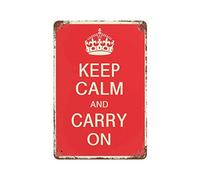 Biopracess Cartel de metal con texto en inglés «Keep Calm And Carry On», de metal, para decoración de pared, 20,3 x 30,5 cm