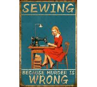 Biopracess Cartel de metal con texto en inglés "Sewing Because Murder Is Wrong" para decoración de pared, 20,3 x 30,5 cm
