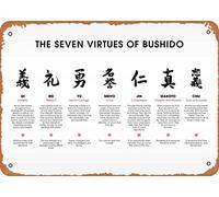 Biopracess Cartel de metal con texto en inglés "The 7 Virtues Of Bushido Sports" (Las 7 virtudes de Bushido)