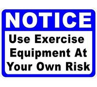 Biopracess Cartel de metal de 20 x 30 cm, aviso de uso de equipo de ejercicio con el propio riesgo, señal de seguridad en el gimnasio