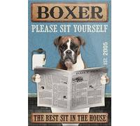Biopracess Cartel de metal para decoración de pared con texto en inglés "Boxer Dog Baño Sala de Estaño 20.3 cm x 30.5 cm