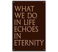 Biopracess Cartel de metal retro vintage con cita divertida de película "What We Do In Life Echoes In Eternity" (8 x 12 pulgadas)