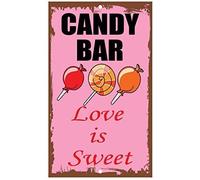 Biopracess Cartel de metal vintage Candy Bar Love Is Sweet de 8 x 12 pulgadas