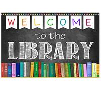 Biopracess Cartel retro de metal con texto en inglés "Welcome To The Library" para el hogar, dormitorio, oficina, Acción de Gracias, 8 x 12 pulgadas