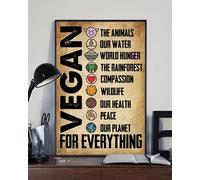 Biopracess Cartel vegano para todos, regalos para vegetarianos, retro, para el hogar, jardín, decoración de galería, letrero de lata de 8 x 12 pulgadas