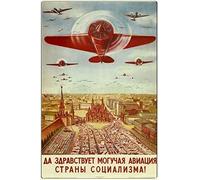 Biopracess Gran letrero de estaño de la Unión Soviética Vintage Aviación de aluminio para decoración de pared 8 x 12 pulgadas