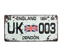 Biopracess Letrero de advertencia de metal para decoración de pared, placa de matrícula vintage del Reino Unido de Londres, 8 x 12 pulgadas