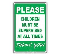 Biopracess - Letrero de metal con texto en inglés "Please Children Must Be Supervised All The Times Thank You", 20.3 x 30.5 cm