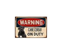 Biopracess Letrero de metal con texto en inglés "Warning Cane Corso On Duty" - Letrero de metal retro vintage para decoración de pared, 8 x 12 pulgadas