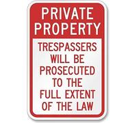 Biopracess - Letrero de metal de 8 x 12 pulgadas con texto en inglés "New Private Property Trespassers Will Be Prosecuted To The Full Extent Of The Law"
