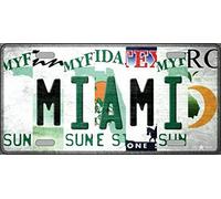 Biopracess Miami Strip Art - Placa de matrícula novedosa de 6 x 12 pulgadas