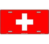 Biopracess Placa de matrícula con bandera de Suiza de 6 x 12 pulgadas