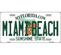 Biopracess Placa de matrícula de metal con diseño de Miami Beach, Florida, 15 x 30 cm