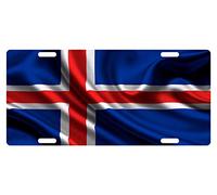 Biopracess Placa de matrícula personalizada con la bandera de Islandia, 15 x 30 cm