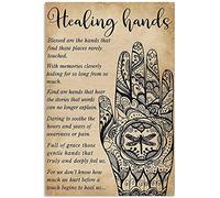 Biopracess Póster de metal con texto en inglés "Healing Hands" (20,3 x 30,5 cm)