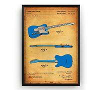 Biopracess Póster impreso de guitarra Fender Telecaster de 1951 con diseño de guitarra de 1951, póster de metal para decoración de pared, 20,3 x 30,5 cm