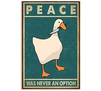 Biopracess Póster retro de pato con texto en inglés "Peace Was Never An Option" para decoración del hogar, decoración de pared, póster de metal, 20 x 30 cm