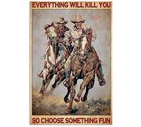 Biopracess Póster vintage de Cowboys Choose Something Fun para decoración de pared, placa de metal, 20,3 x 30,5 cm