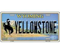 Biopracess Yellowstone - Placa de matrícula con fondo del estado de Wyoming, 15 x 30 cm