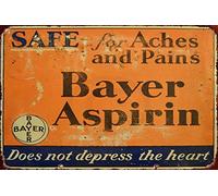 Bioprocess Bayer Aspirin Safe for Pain - Cartel de aluminio con aspecto vintage, 8 x 12 pulgadas