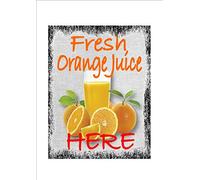 Bioprocess Cartel de metal para decoración de pared, diseño de zumo de naranja, frutos frescos, rústico, 8 x 12 pulgadas