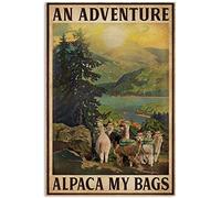 Bioprocess Cartel de metal vintage con texto en inglés "An Adventure Alpaca My Bags", de aspecto vintage, de 20 x 30 cm