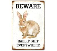 Bioprocess Cartel de metal vintage con texto en inglés "Beware Rabbit Shit", de 20 x 30 cm