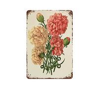 Bioprocess Decoración botánica de flores antiguas de clavel rosa, decoración de pared de jardín, decoración del hogar, decoración de pared, decoración francesa, decoración victoriana, póster de metal,