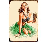 Bioprocess Hawaii Pin Up Girl Beautyexy Girlation - Póster de metal para decoración de pared, 8 x 12 pulgadas