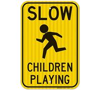 Bioprocess Letrero de metal divertido con imagen de niños lentos jugando, placas de metal y carteles de 8 x 12 pulgadas