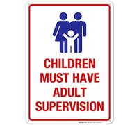 Bioprocess Letrero de supervisión para adultos con texto en inglés "Children Must Have Adult Supervision" - Cartel de metal divertido de 8 x 12 pulgadas