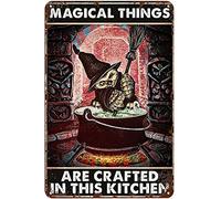 Bioprocess Magical Things Are Crafted In This Kitchen - Póster decorativo vintage para pared, póster de metal, 8 x 12 pulgadas