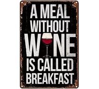 Bioprocess Póster de comida rápida con texto en inglés "A Meal Without Wine Is Called Breakfast Food" para cafetería, cafetería, decoración de pared del hogar, póster de decoración de pared, póster de