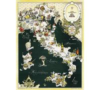 Bioprocess Póster de pared con diseño de mapa gourmet de Italia, cocina gastronómica, regiones italianas, póster de metal, 20 x 30 cm
