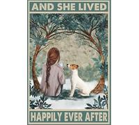 Bioprocess Póster decorativo de Jack Russell y ella vivió felizmente para siempre, póster de metal de 8 x 12 pulgadas