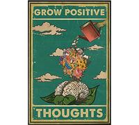 Bioprocess Póster mental, póster con texto en inglés "Grow Positive Thoughts", póster de concienciación sobre la salud mental, arte de pared, decoración del hogar, pósteres artísticos para decoración