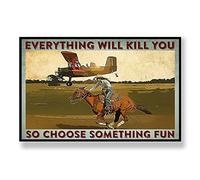 Bioprocess Póster vintage de equitación Cowboyhappy Día del Padre Choose Something Fun Equestrian Gift Horse Rider Gift Horse Racer Dad Decor Poster Decoración de pared Cartel de metal 8 x 12 pulgadas