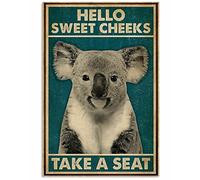 Bioprocess Retro Take A Seat Koala Decor Metal Sign Tin Sign Decor Poster Wall Art Poster 8X12 Inch