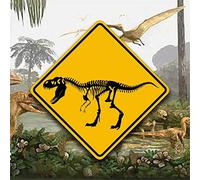 Bioprocess T Rex - Letrero de cruce de tiranosaurio, esqueleto, decoración de dinosaurio, placas y letreros de metal de aluminio para exteriores, 12 x 12 pulgadas