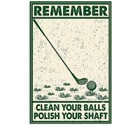 Bioputty Cartel de metal con texto en inglés "Remember Clean Your Balls Polish Your Shaft", 30,5 x 20,3 cm, vintage, divertido, decoración de pared, regalo, imagen retro