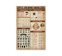 Bioputty Coffee Brewing Knowledge, 30,5 x 20,3 cm, póster vintage divertido para decoración de pared, regalo de arte retro, letrero de metal