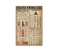 Bioputty Póster de los siete chakras Knowledge Yoga Lover, 30,5 x 20,3 cm, vintage, divertido, decoración de pared, regalo, imagen retro, letrero de metal