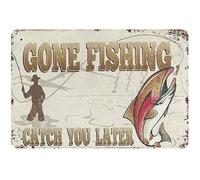 Bioputty Póster vintage divertido con texto en inglés "Gone Fishing Catch You Later", 30,5 x 20,3 cm, para decoración de pared, arte de regalo, imagen retro