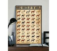 Bioputty Póster vintage divertido de 12 x 8 pulgadas con diseño de caballo razas del mundo para decoración de pared, regalo de arte retro, letrero de metal